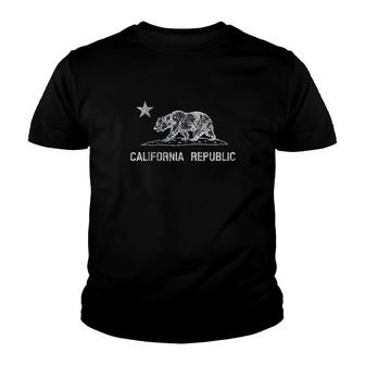 California Republic Flag Distressed Bear Youth T-shirt | Mazezy