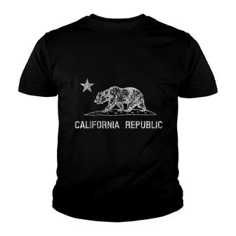 California Republic Flag Distressed Bear Youth T-shirt | Mazezy