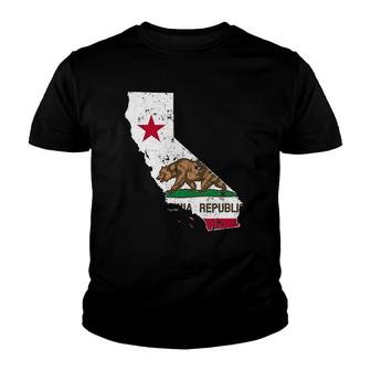California State Flagvintage Distressed Ca Flags Youth T-shirt | Mazezy