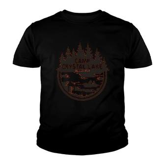 Camp Crystal Lake Retro Nj 80s Horror Movie Youth T-shirt | Mazezy