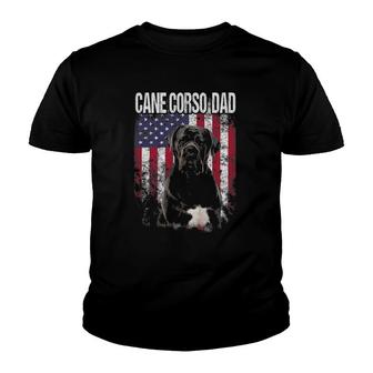 Cane Corso Dad With Proud American Flag Dog Lover Gifts Youth T-shirt | Mazezy