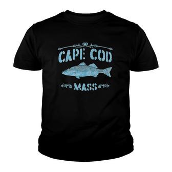 Cape Cod Mass Striped Bass Distressed Youth T-shirt | Mazezy