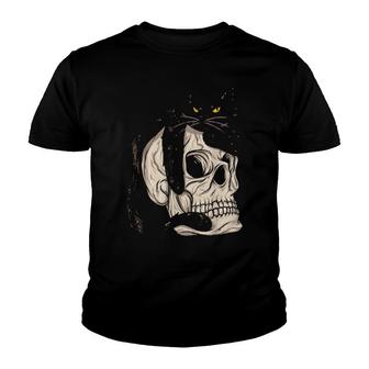 Cat Creepy Cat Goth Skull Gothic Youth T-shirt | Mazezy