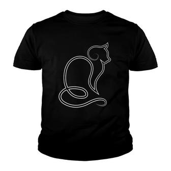 Cat Lovers Line Art For Cat Moms Meow Cute Cats Youth T-shirt | Mazezy