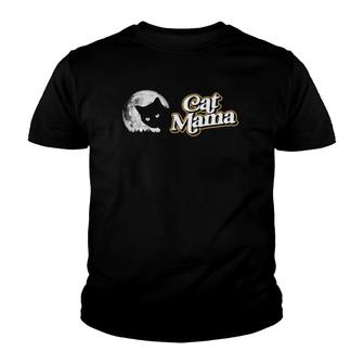 Cat Mama Vintage Eighties Style Cat Retro Full Moon Youth T-shirt | Mazezy