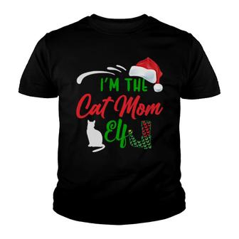 Cat Mom Elf Christmas Matching Family Pajamas Youth T-shirt - Thegiftio UK