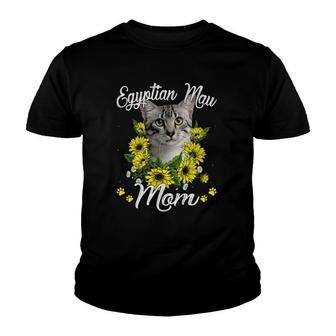 Cat Mom Mother's Day Gifts Sunflower Egyptian Mau Mom Youth T-shirt | Mazezy