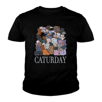 Caturday Cat Person Kitty Kitten Cats Meow Saturday Youth T-shirt | Mazezy