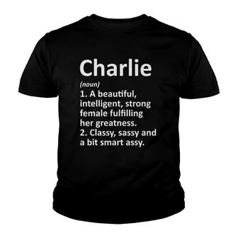 Charlie Definition Personalized Name Funny Christmas Gift Youth T-shirt | Mazezy
