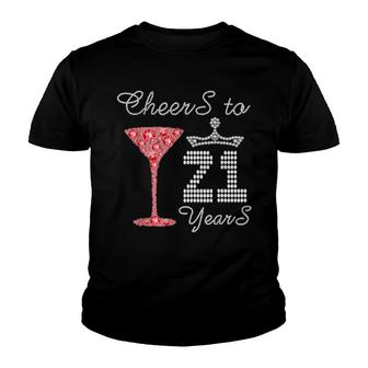 Cheers To 21 Years 21St Birthday Party Outfit Born In 2001 Youth T-shirt | Mazezy