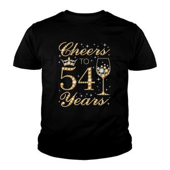 Cheers To 54 Years 54Th Queen's Birthday 54 Years Old Youth T-shirt | Mazezy