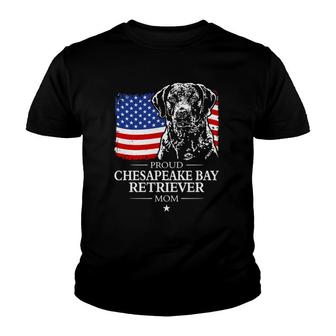 Chesapeake Bay Retriever Mom American Flag Patriotic Dog Youth T-shirt - Thegiftio UK