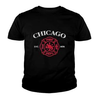 Chicago Illinois Fire Rescue Department Firefighter Fireman Youth T-shirt | Mazezy