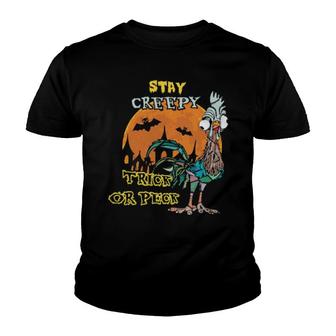 Chicken Stay Creepy Trick Or Peck Halloween Youth T-shirt | Mazezy