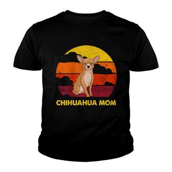 Chihuahua Mama Retro Sunset Chihuahua Mom Youth T-shirt | Mazezy