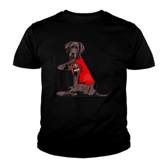 Chocolate Lab Labrador Mom Tattoo Funny Mama Mother Dog Gift Youth T-shirt | Mazezy