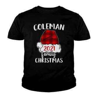 Christmas 2021 Coleman Matching Pajama Santa Hat Youth T-shirt | Mazezy