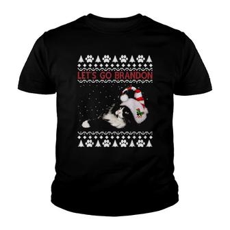 Christmas Cat,Cat Let's Go Brandon Ugly Christmas Youth T-shirt | Mazezy