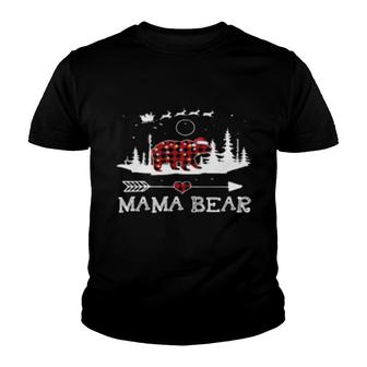 Christmas Lights Pajama Matching Red Plaid Mama Bear Sweat Youth T-shirt | Mazezy