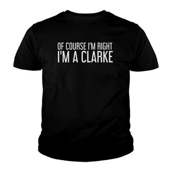 Clarke Gift Funny Surname Family Tree Birthday Reunion Idea Youth T-shirt | Mazezy