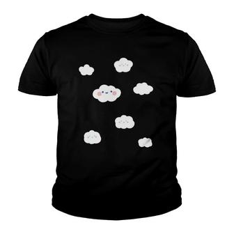 Cloudy Sky Fluffy Smiling Clouds Graphic Youth T-shirt | Mazezy UK