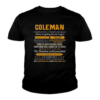 Coleman Completely Unexplainable Name Father's Day Youth T-shirt | Mazezy