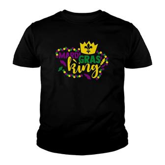 Colorful Beads Crown Mardi Gras King Youth T-shirt | Mazezy