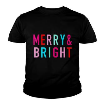 Colorful Merry And Bright Family Merry Christmas Pajamas Youth T-shirt | Mazezy
