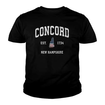 Concord New Hampshire Nh Vintage American Flag Sports Design Youth T-shirt | Mazezy