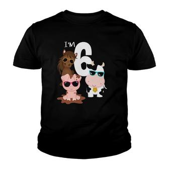 Cool Farm Animals 6Th Birthday Party 6 Years Old Toddler Youth T-shirt | Mazezy UK