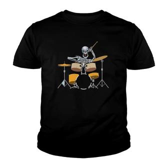 Cool Skull Playing Drums And Proud To Be A Drummer Youth T-shirt | Mazezy