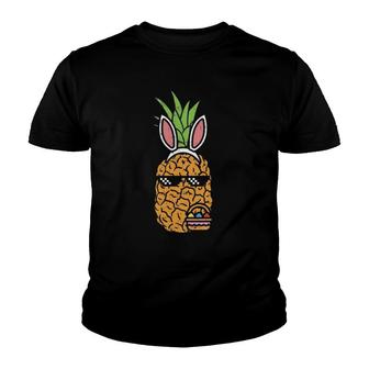 Cool Thug Pineapple Easter Bunny Eggs Fruit Lover Gift Youth T-shirt - Thegiftio UK