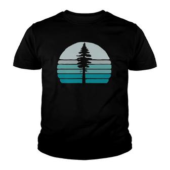 Cool Vintage Tree & Retro Sunset 80S Outdoor Graphic Youth T-shirt | Mazezy