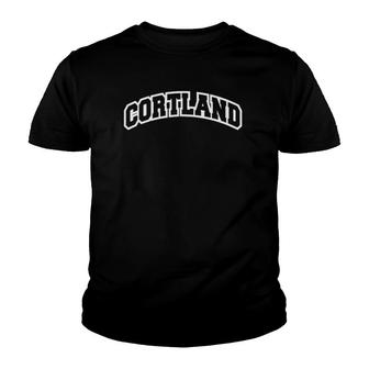 Cortland New York Varsity Style Vintage Red Youth T-shirt - Thegiftio UK