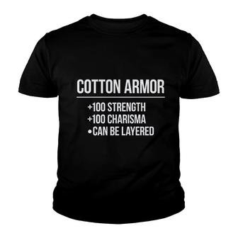 Cotton Armor Stats Funny Youth T-shirt | Mazezy