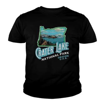 Crater Lake National Park Vintage Oregon Retro Youth T-shirt | Mazezy