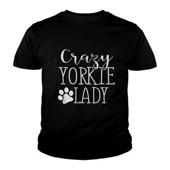 Crazy Yorkie Lady Youth T-shirt | Mazezy