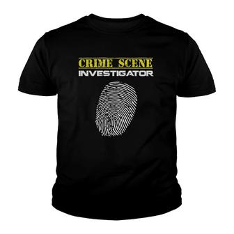 Crime Scene Investigator Fingerprint Police Youth T-shirt | Mazezy