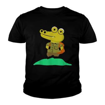 Crocodile Goes Hiking Nature Outdoor Sport Camping Moutain Youth T-shirt - Thegiftio UK