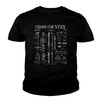Cross Country Nordic Skiing Ski Vintage Patent Skier Print Youth T-shirt | Mazezy