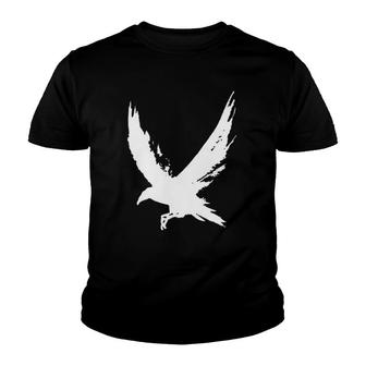Crow Raven Distressed Flying Bird Crow Tee Youth T-shirt | Mazezy