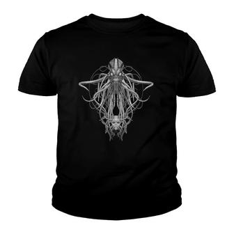 Cthulhu In Black And White Steampunk Youth T-shirt | Mazezy