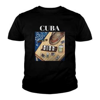 Cuban Dominos Fedora Hat Funny Cuba Youth T-shirt | Mazezy