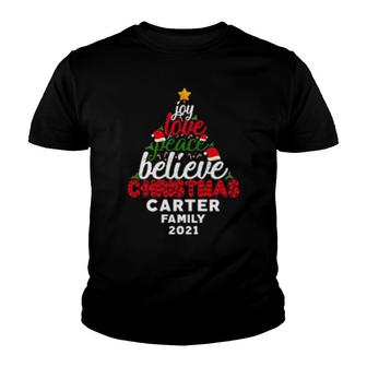 Custom Family Christmas Matching Name Carter Youth T-shirt | Mazezy