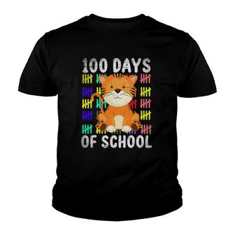 Cute Animal Tiger Asia Cute Student Gift 100 Days Of School Youth T-shirt | Mazezy