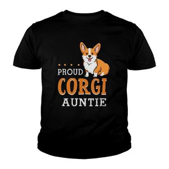 Cute Corgi Auntie Funny Mother's Day Dog Lover Gift Proud Youth T-shirt | Mazezy