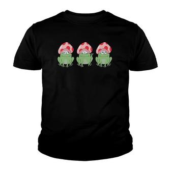 Cute Cottagecore Aesthetic Frog Mushroom Vintage Vibe Youth T-shirt | Mazezy
