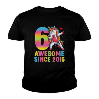 Cute Funny Cool Dab Unicorn 6Th Birthday Gifts Youth T-shirt - Seseable