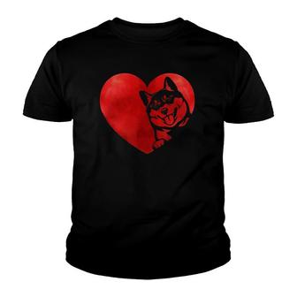 Cute Hearts Shiba Inu Dog Puppy Lover Valentine's Day Youth T-shirt | Mazezy