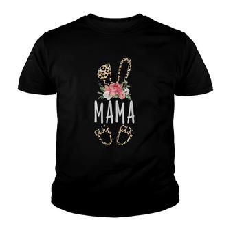 Cute Leopard Print Bunny Ears Spring Flowers Easter Mama Youth T-shirt | Mazezy